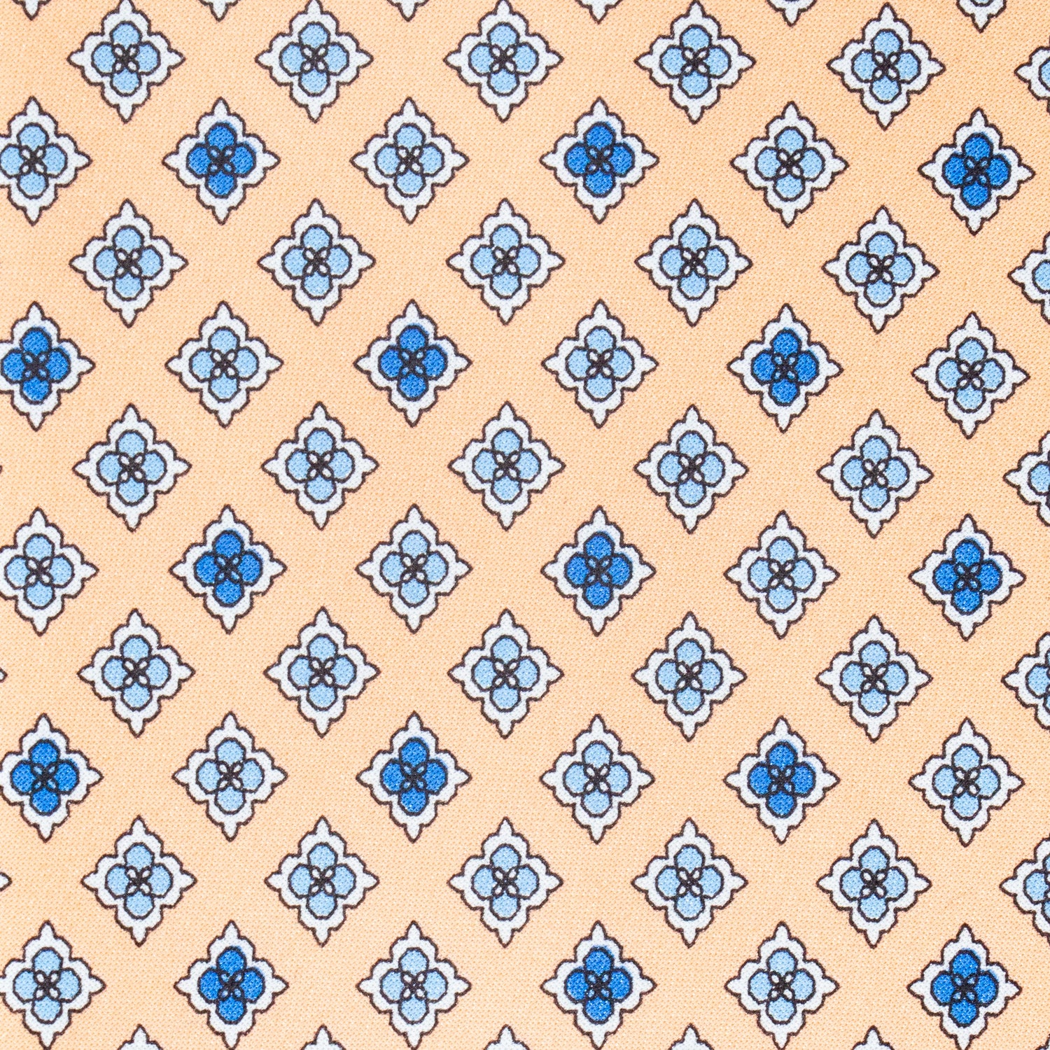 CORBATA EN SET CON PAÑUELO DE SEDA BEIGE CON CUADROS AZUL