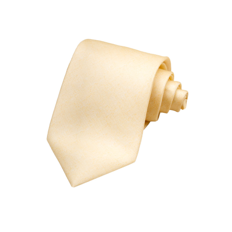 CORBATA 7 PLIEGUES EN SEDA DISEÑO LINO EN AMARILLO