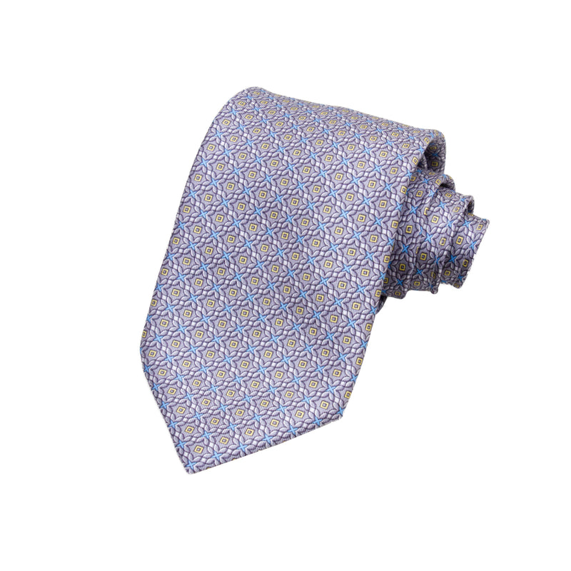 CAJA DE SEDA SET CORBATA CON PAÑUELO DE SEDA CON MICROFANTASÍA EN COLOR GRIS