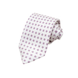 CORBATA 7 PLIEGUES EN SEDA WOOVEN CON CRUCES ROSAS EN BLANCO