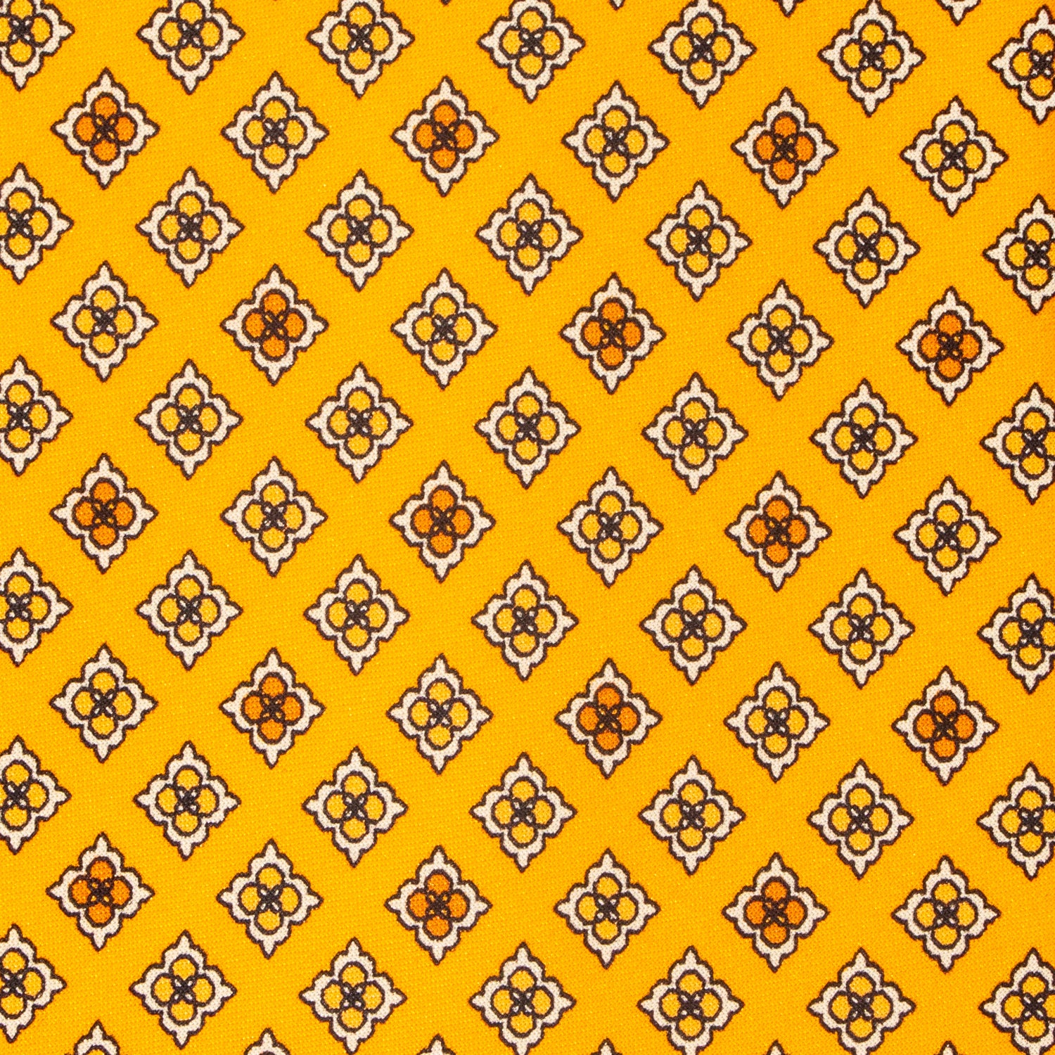 CORBATA EN SET CON PAÑUELO DE SEDA NARANJA CON CUADROS AMARILLOS