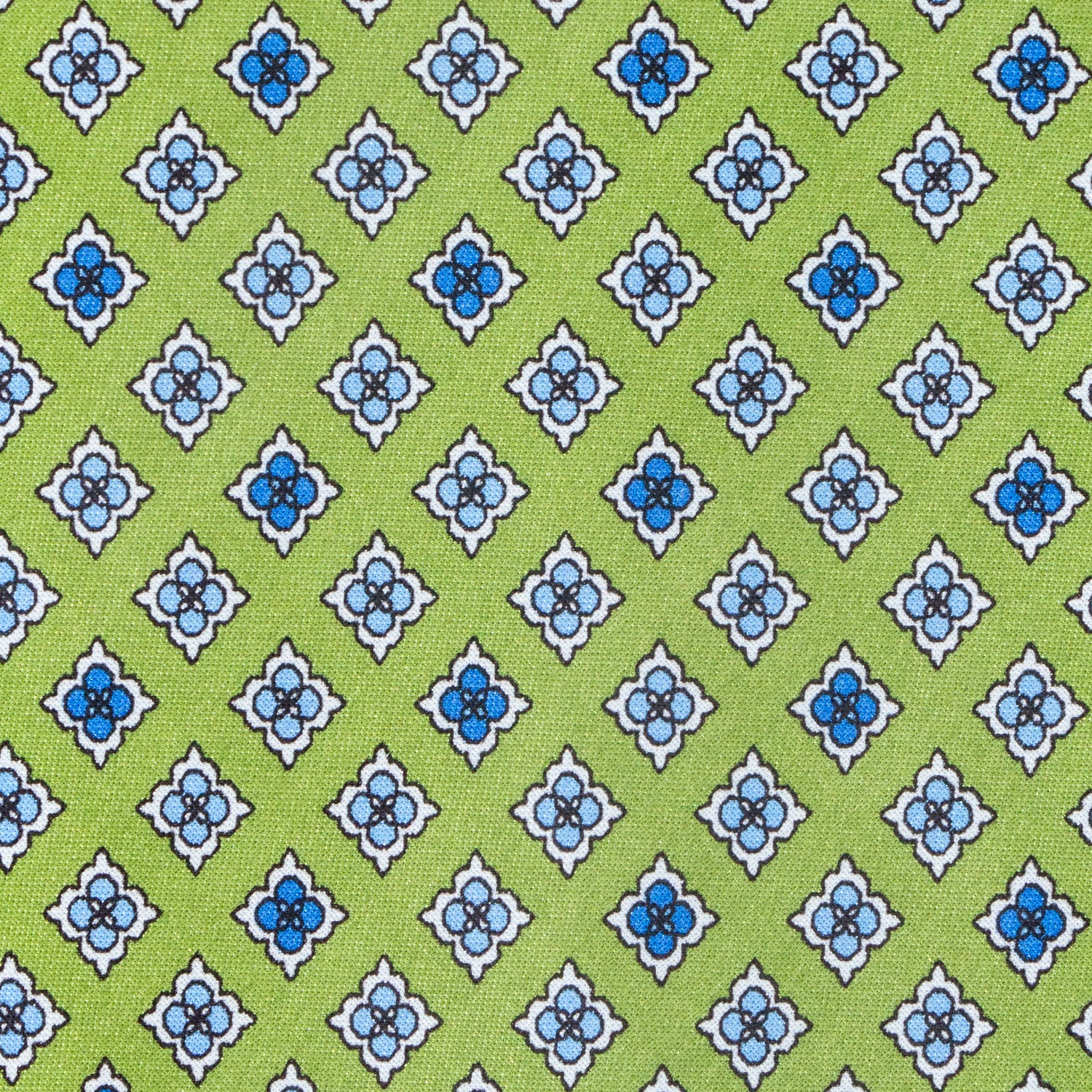 CORBATA EN SET CON PAÑUELO DE SEDA VERDE CON CUADROS AZUL CIELO