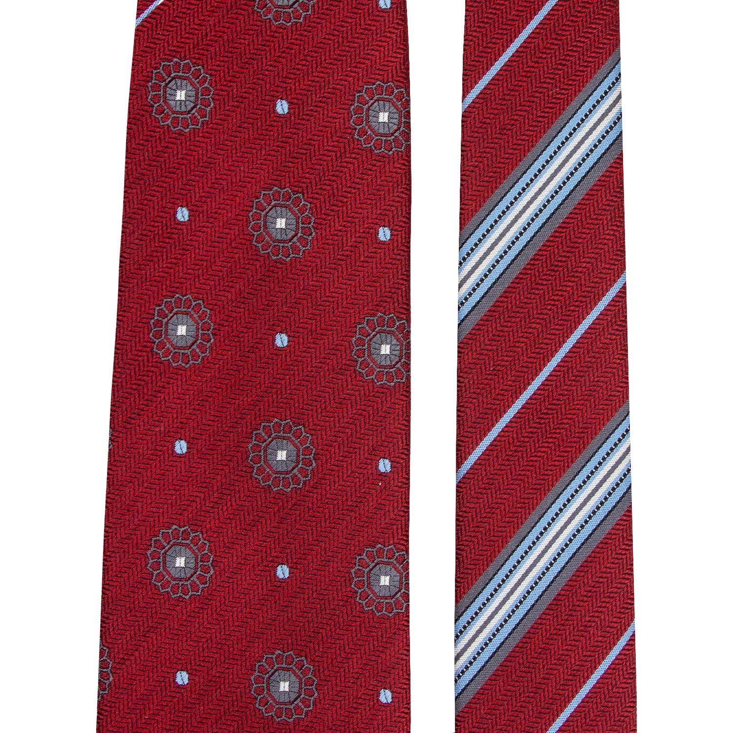 CORBATA 2 EN 1 SOLITO EN SEDA WOVEN VINO/AZUL/GRIS