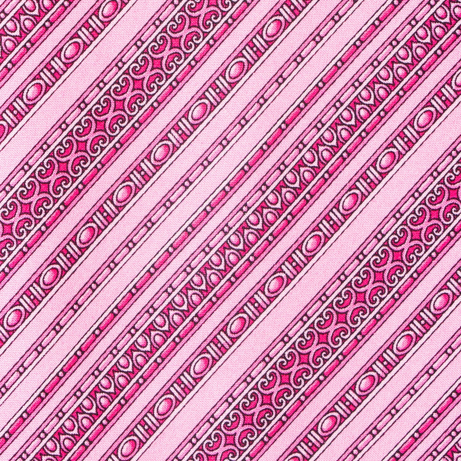CORBATA EN SET CON PAÑUELO DE SEDA RAYADA EN FANTASÍAS FUCSIA Y ROSA