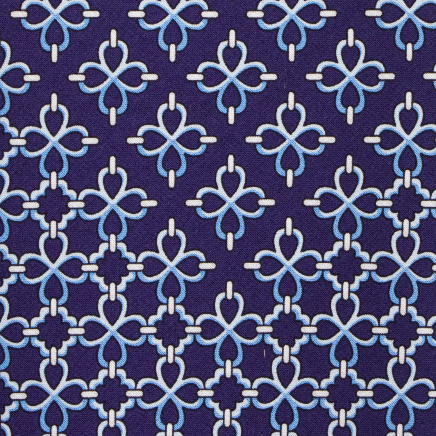 CORBATA EN SET CON PAÑUELO DE SEDA CON DIBUJOS GEOMÉTRICOS, ANILLOS Y PUNTOS AZUL MARINO EN AZUL MEDIANOCHE