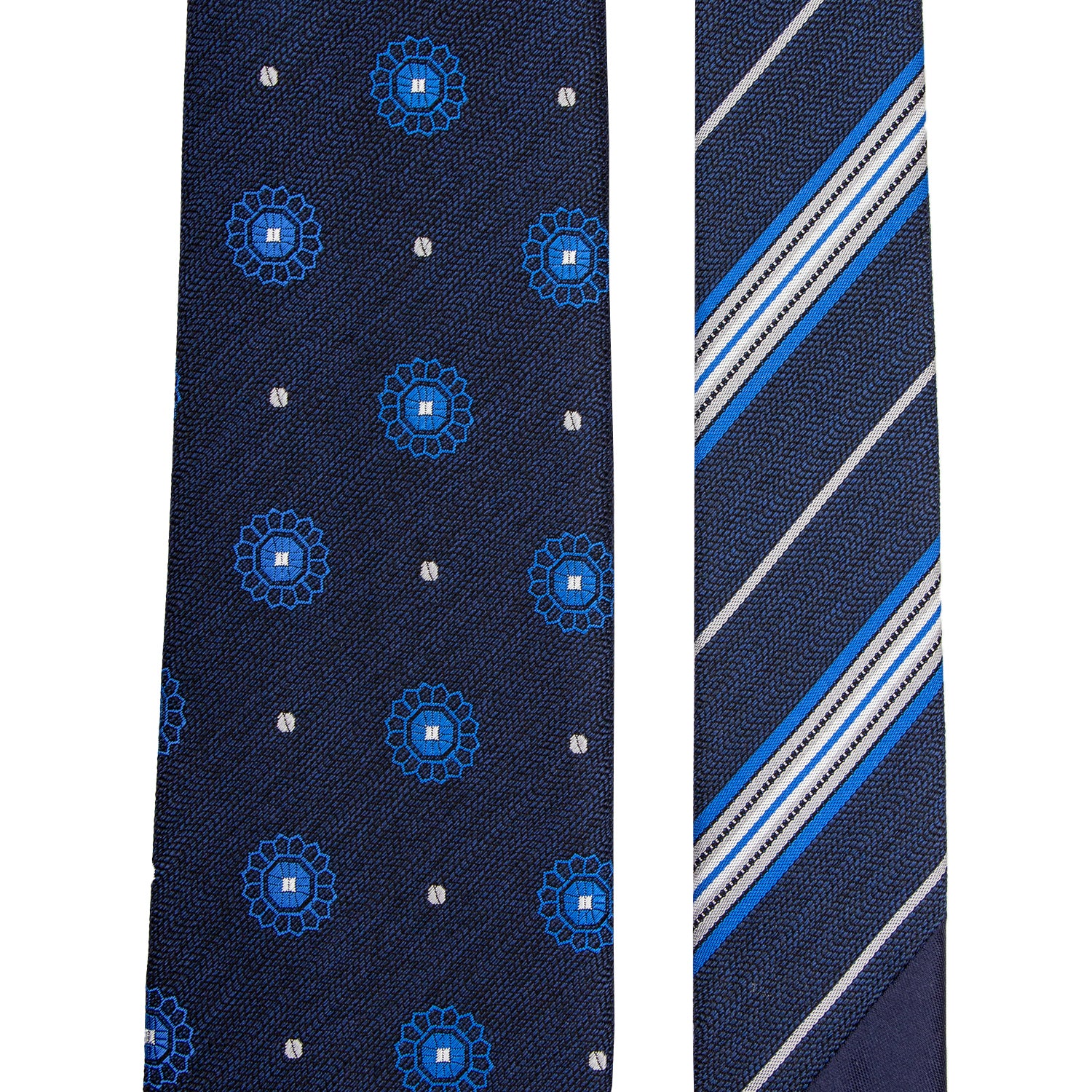 CORBATA 2 EN 1 SOLITO EN SEDA WOVEN MARINO/AZUL MEDIO/GRIS