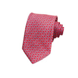 CAJA DE SEDA SET CORBATA CON PAÑUELO DE SEDA CON MICROTRIÁNGULOS BLANCOS EN ROJO