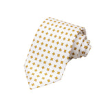 CORBATA 7 PLIEGUES EN SEDA CON CRUCES NARANJAS EN BLANCO