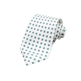 CORBATA 7 PLIEGUES EN SEDA WOOVEN CON CRUCES VERDES EN BLANCO