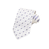 CORBATA DOBLE VISTA EN SEDA Y LINO CON ROMBOS GRISES Y ROMBOS BLANCOS EN COLOR GRIS