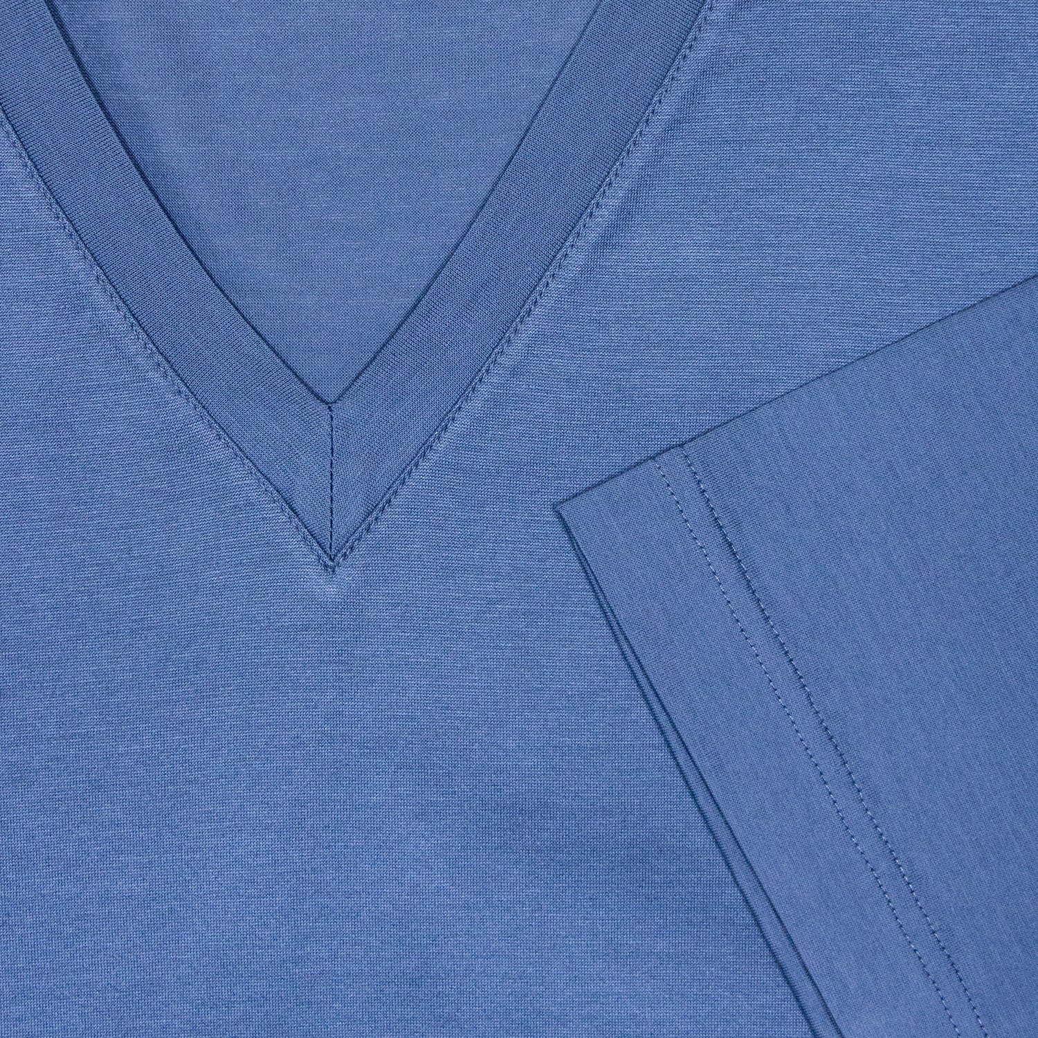 PLAYERA MANGA CORTA CUELLO V COLOR AZUL CLARO