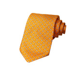 CAJA DE SEDA SET CORBATA CON PAÑUELO DE SEDA CON MICRODIBUJOS EN COLOR NARANJA