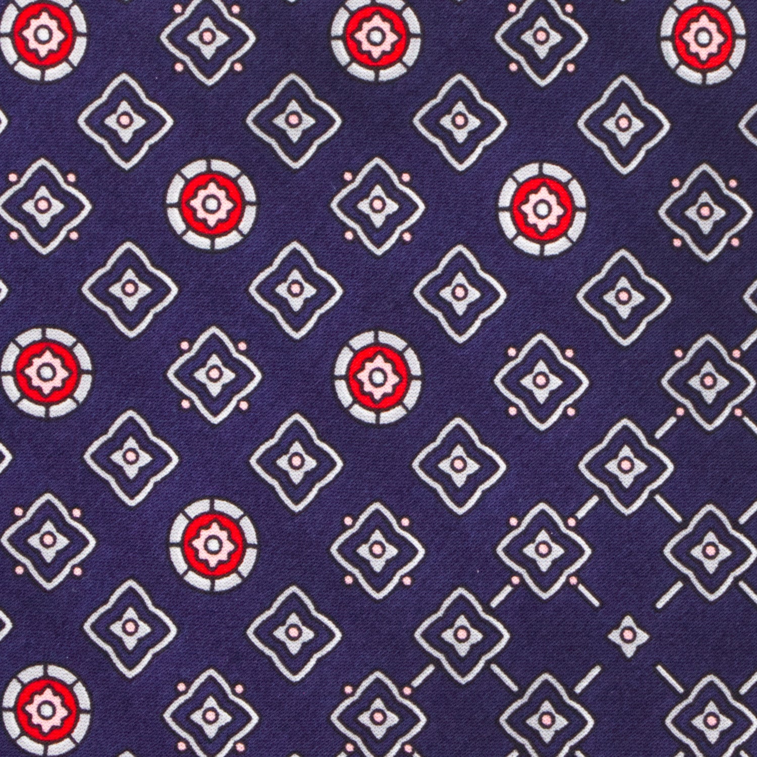 CORBATA EN SET CON PAÑUELO DE SEDA CON DIBUJOS GEOMÉTRICOS DE GRIS Y AZUL MEDIANOCHE