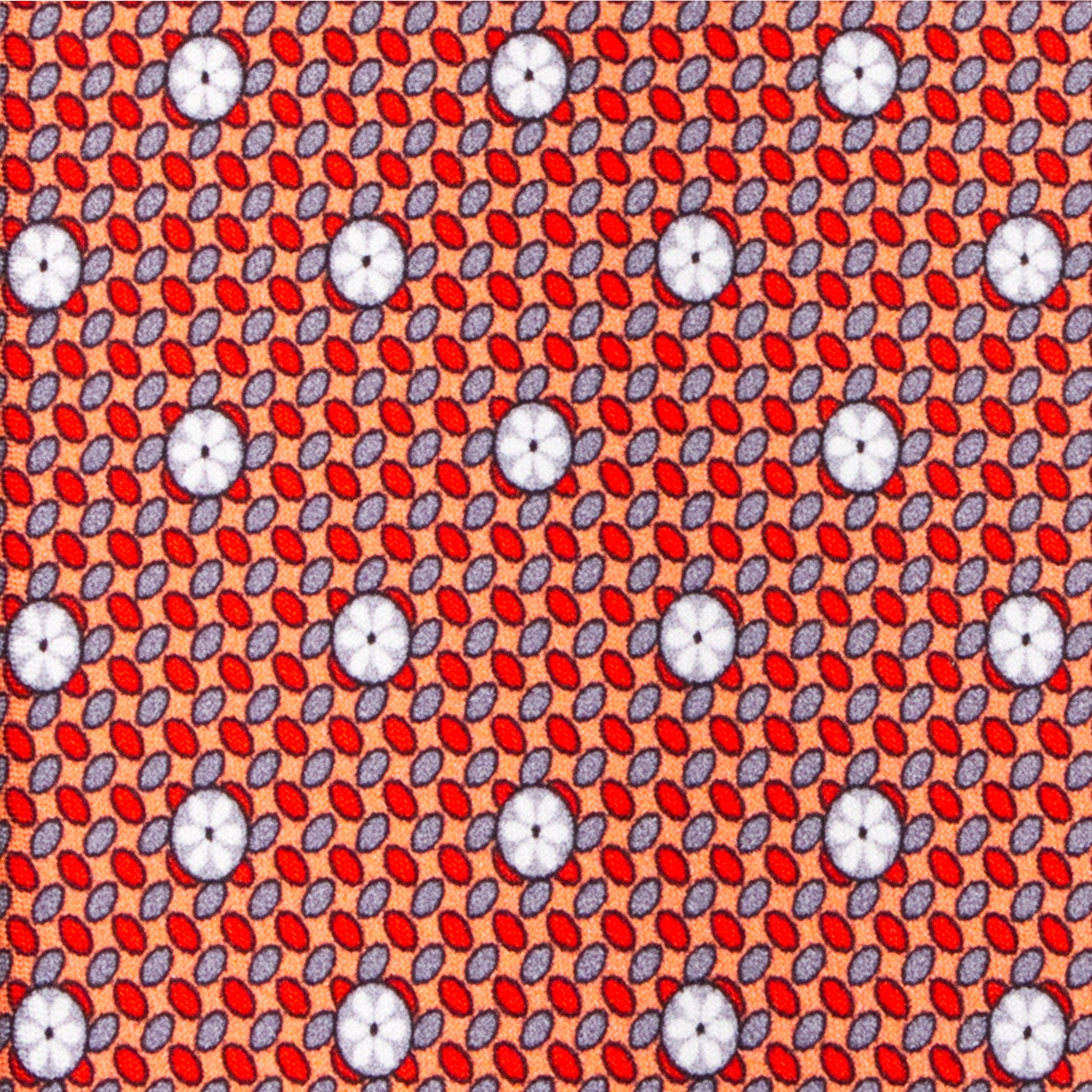 CORBATA EN SET CON PAÑUELO DE SEDA CON PUNTOS GRISES EN NARANJA