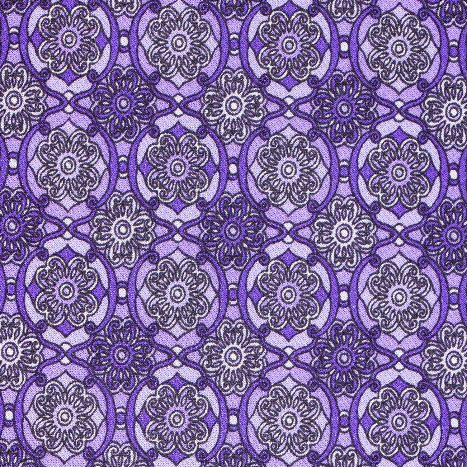 CORBATA EN SET CON PAÑUELO DE SEDA MORADO CON DISEÑOS DE CÍRCULOS MORADO CLARO