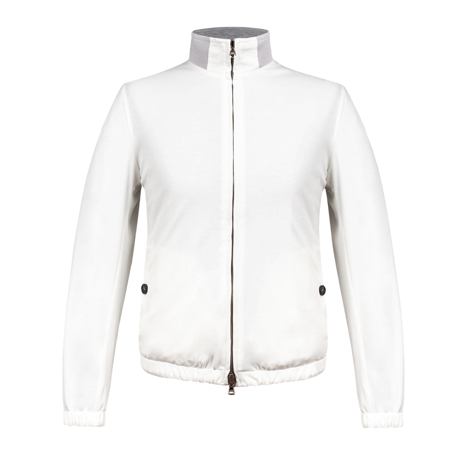 CHAMARRA CORTA REVERSIBLE EN ALGODON JERSEY EN COLOR GRIS MEDIO E INTERNO BLANCO