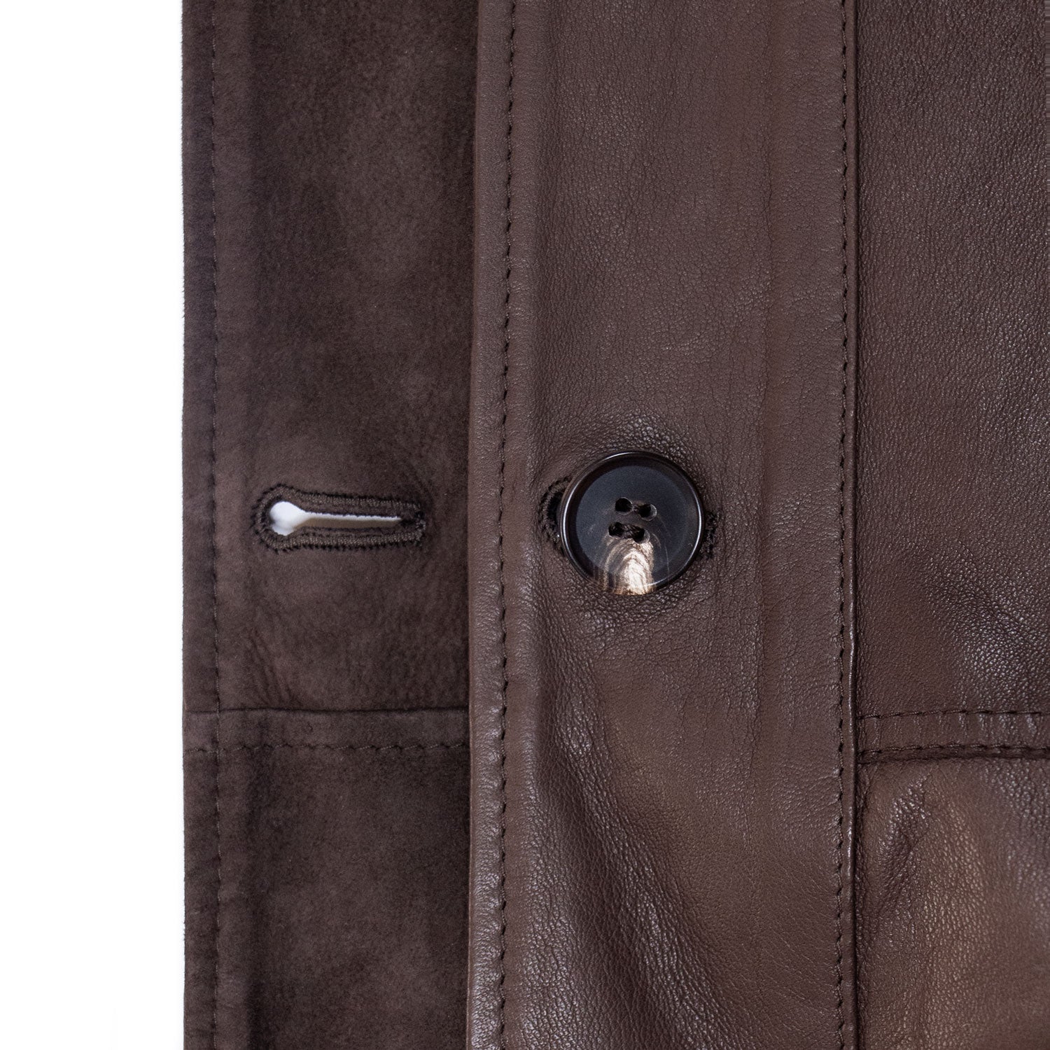 CHAMARRA CORTA DE GAMUZA REVERSIBLE CAFÉ