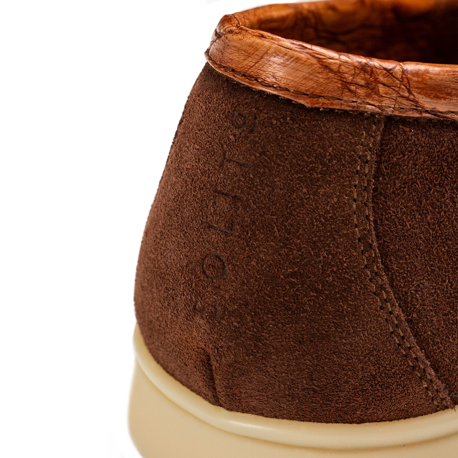 LOAFER BAJOS EN SUEDE Y DETALLES EN COCODRILO CONSTRUCCIÓN SACCHETTO COLOR MARRÓN