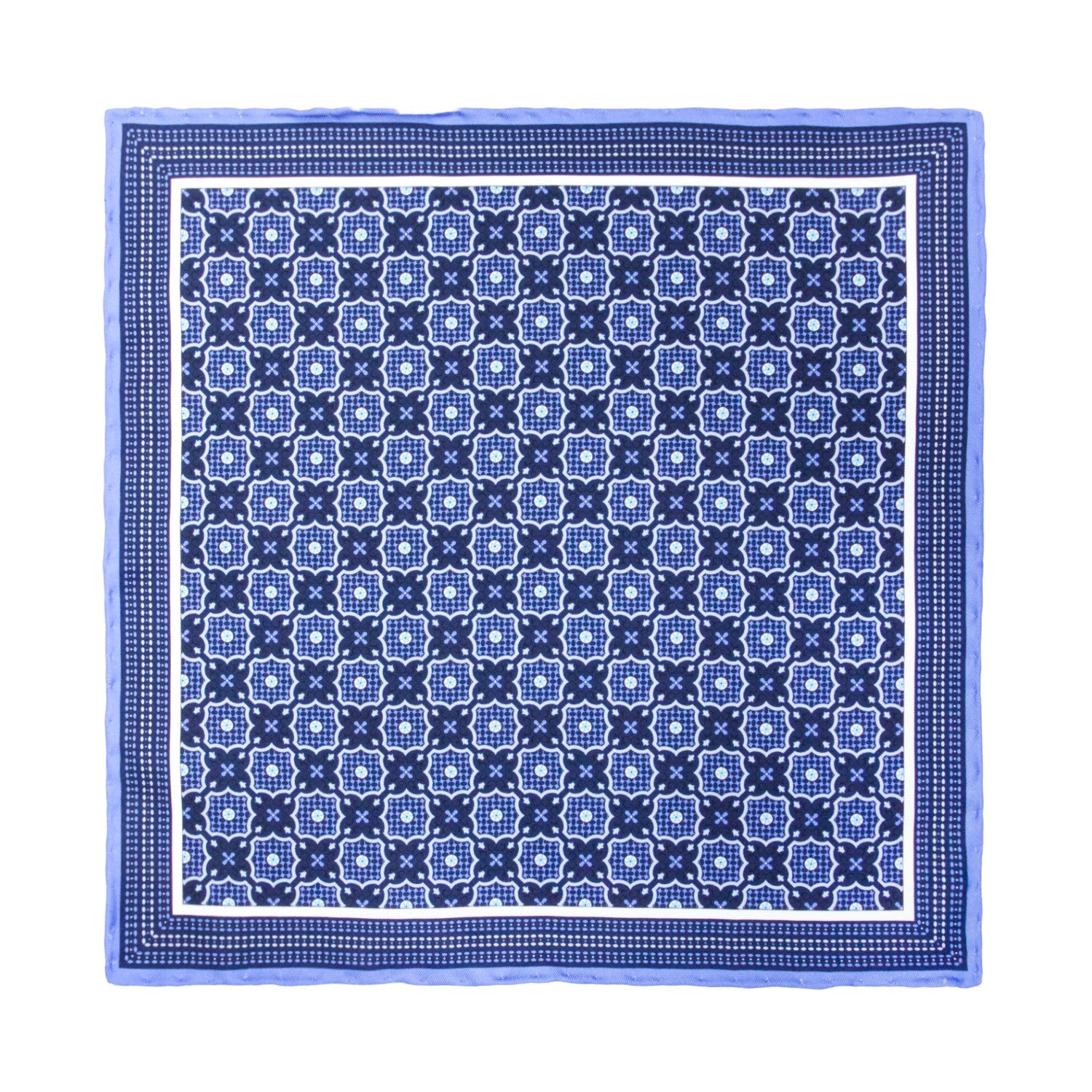 CORBATA EN SET CON PAÑUELO DE SEDA CON PUNTOS EN COLOR AZUL