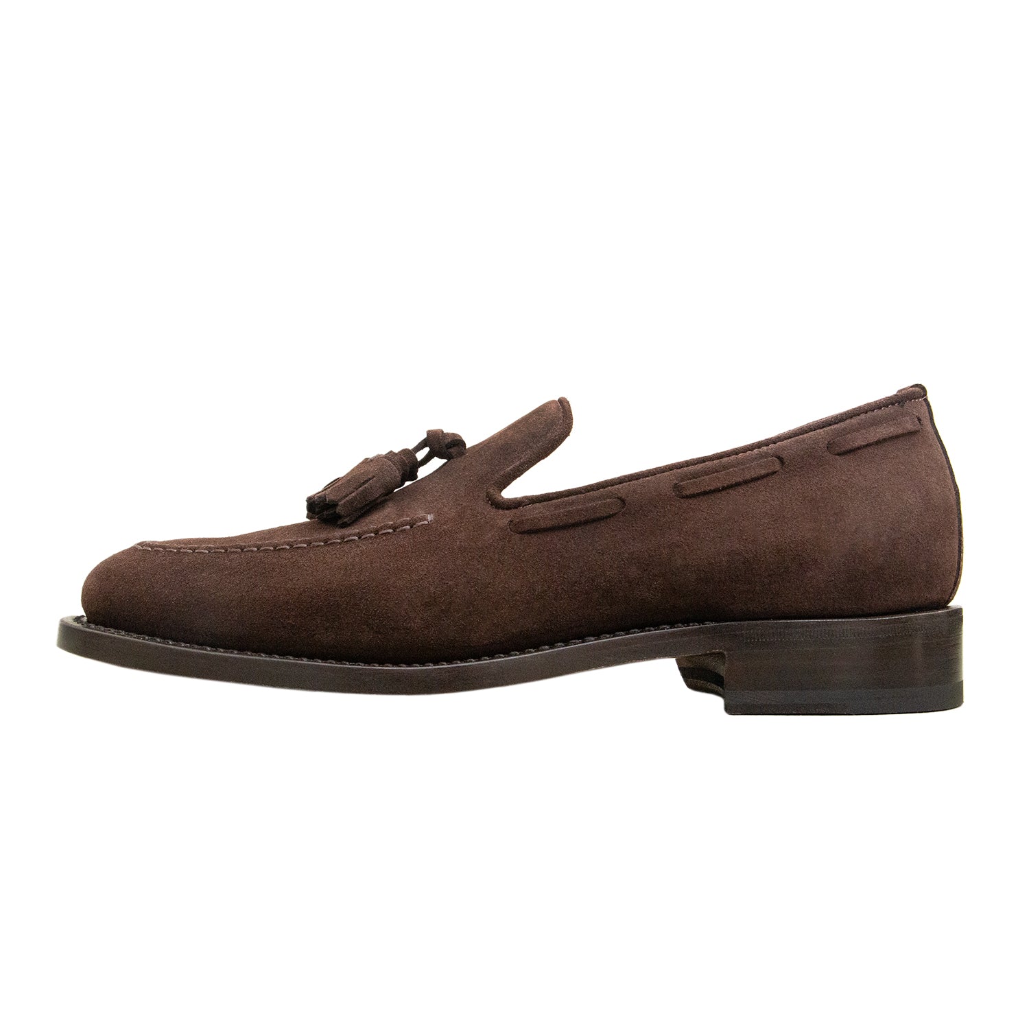 ZAPATO LOAFER CON BORLAS EN SUEDE EN COLOR MARRÓN