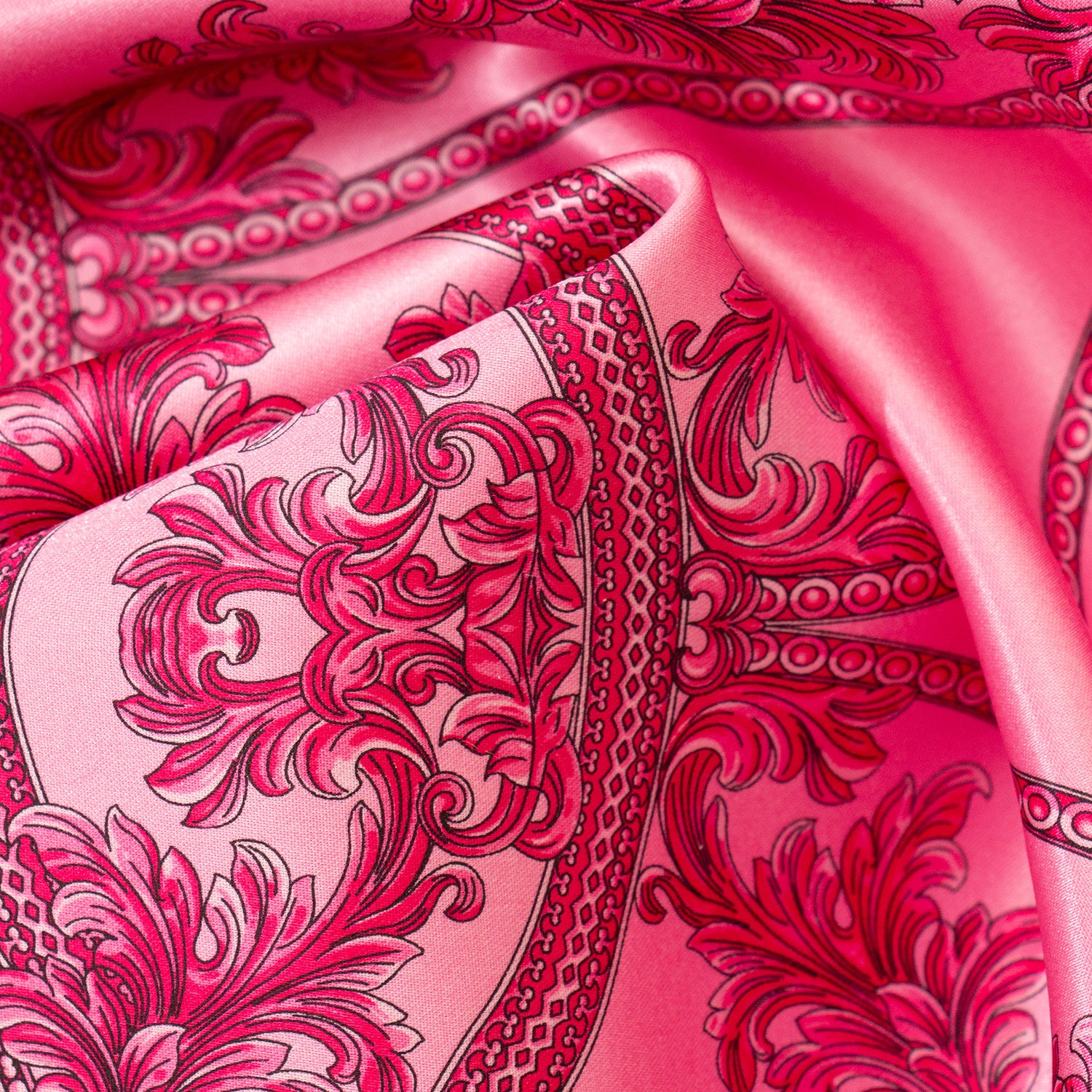CORBATA EN SET CON PAÑUELO DE SEDA RAYADA EN FANTASÍAS FUCSIA Y ROSA