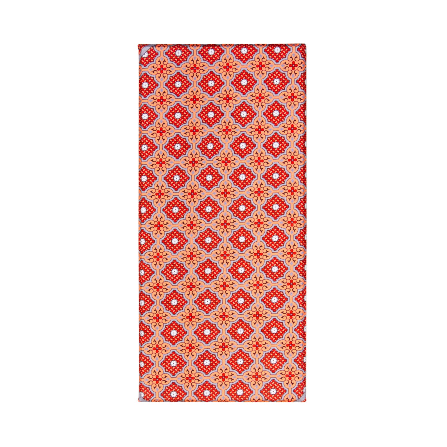 CORBATA EN SET CON PAÑUELO DE SEDA CON PUNTOS GRISES EN NARANJA