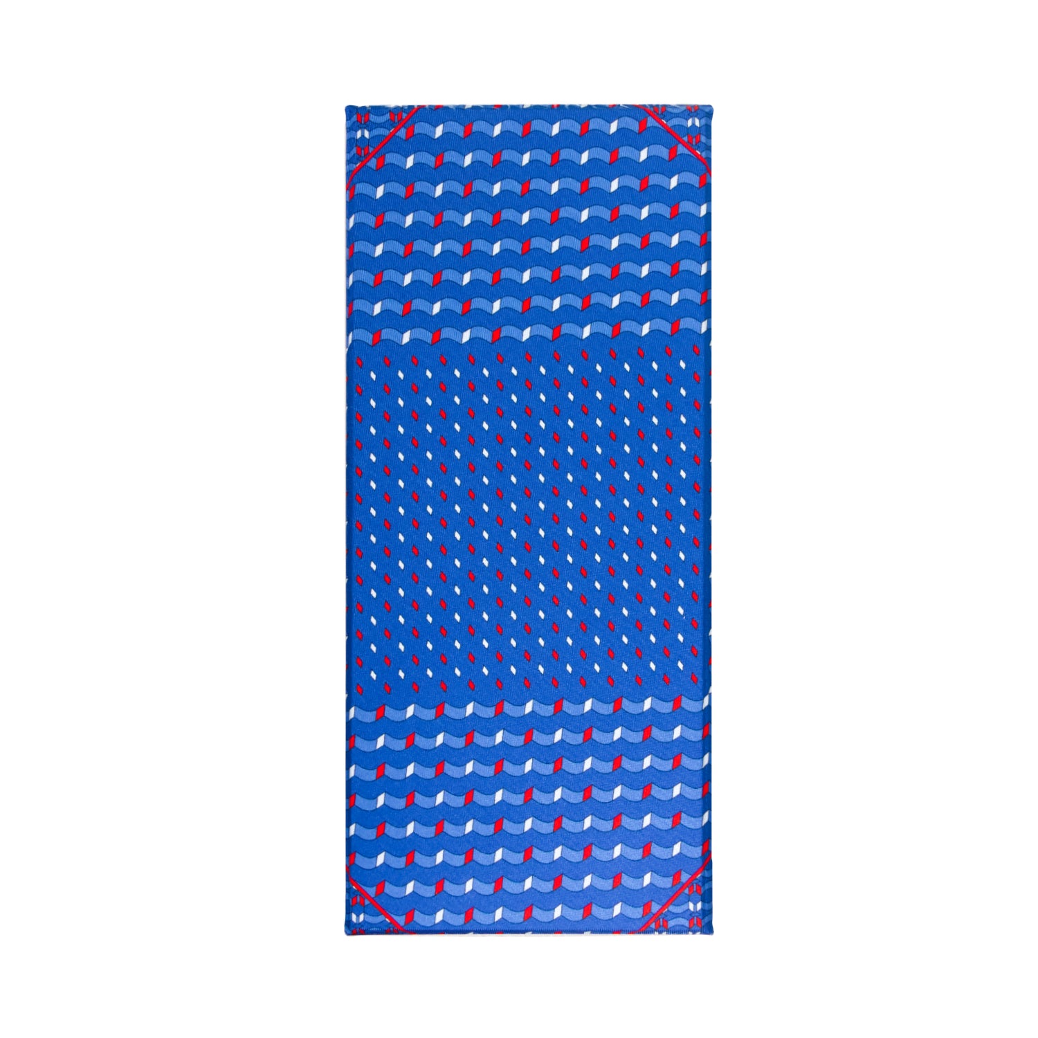 CAJA DE SEDA SET CORBATA CON PAÑUELO DE SEDA CON PUNTOS BLANCOS Y ROJOS EN AZUL