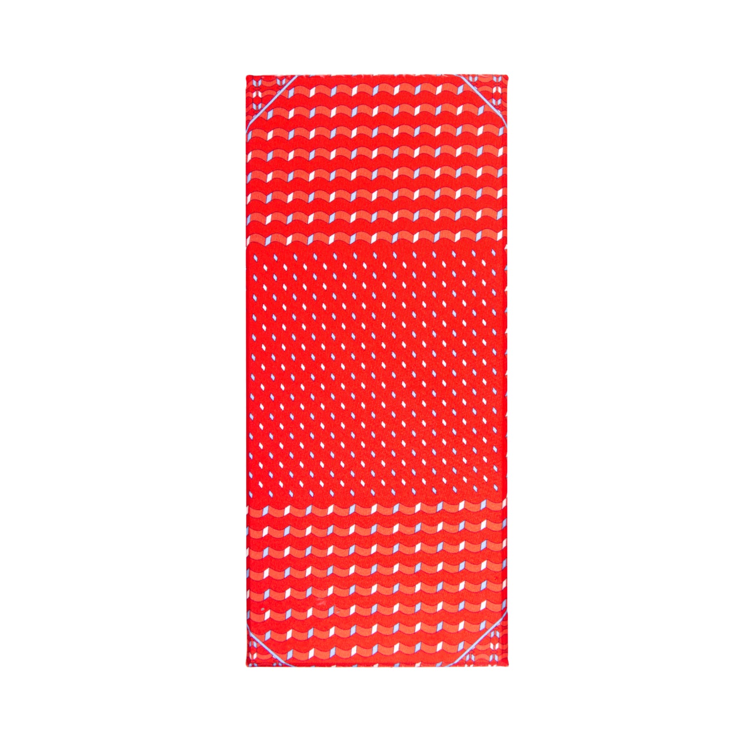 CAJA DE SEDA SET CORBATA CON PAÑUELO DE SEDA CON PUNTOS BLANCOS Y AZUL CLARO EN ROJO