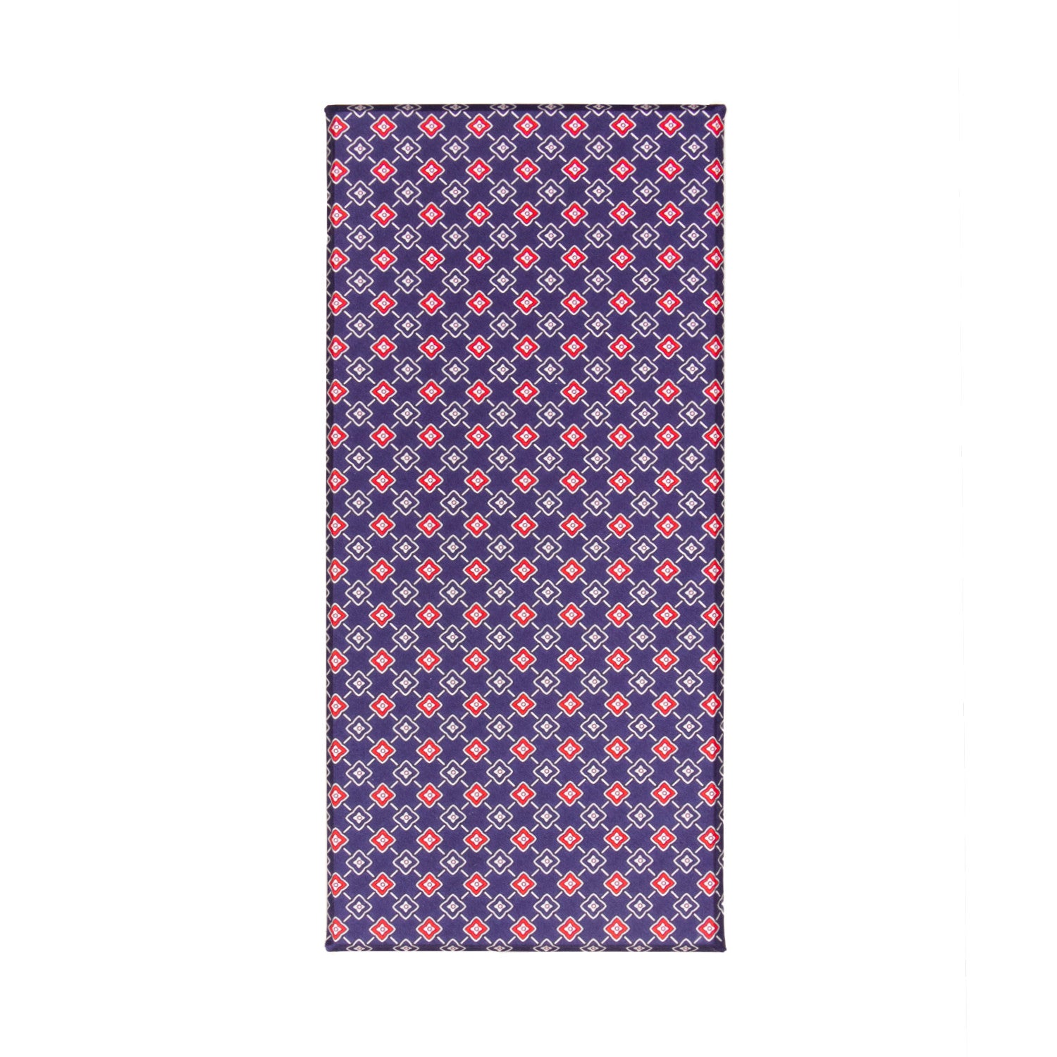 CORBATA EN SET CON PAÑUELO DE SEDA CON DIBUJOS GEOMÉTRICOS DE GRIS Y AZUL MEDIANOCHE