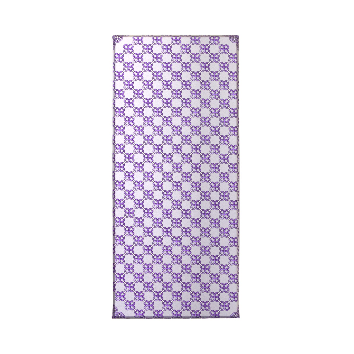 CORBATA EN SET CON PAÑUELO DE SEDA CON DIBUJOS GEOMÉTRICOS EN GRIS CLARO Y MORADO