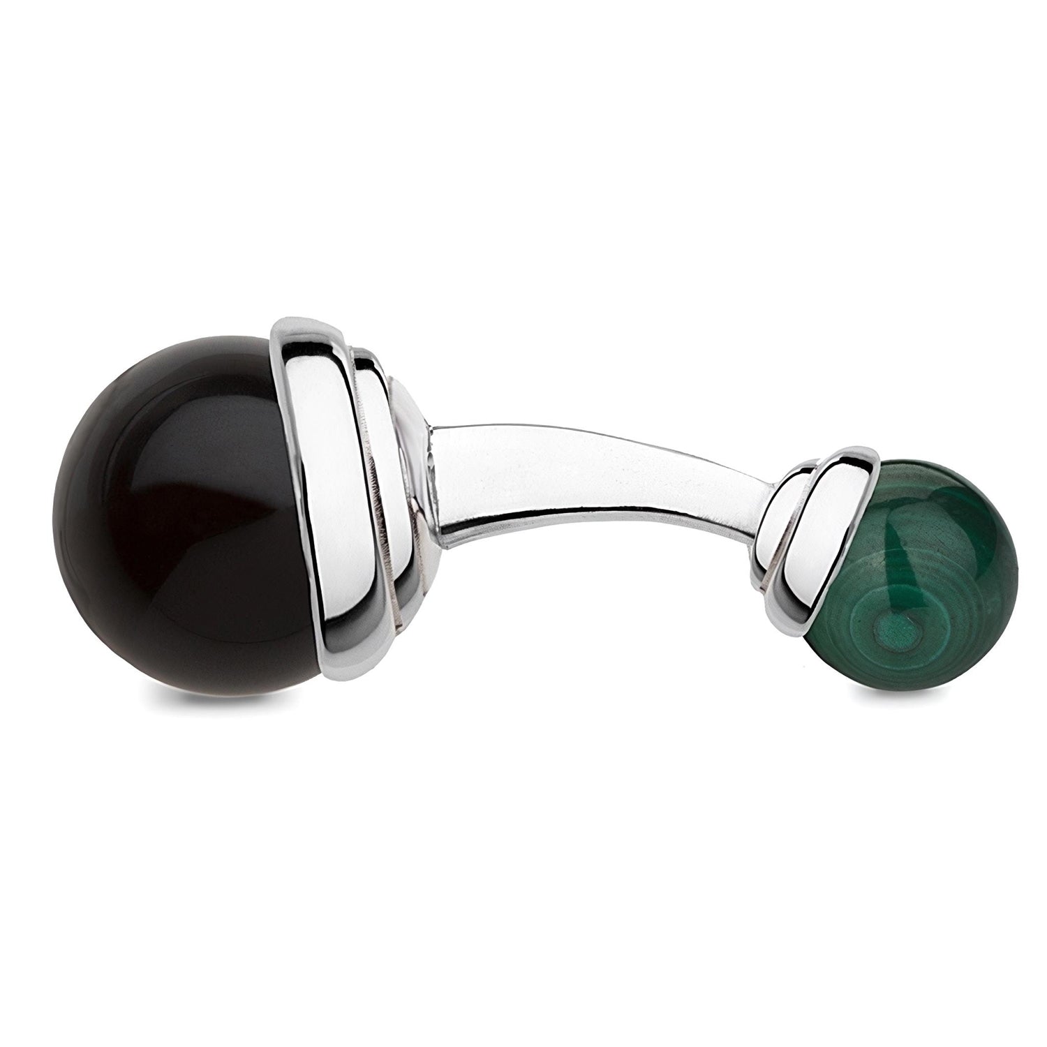 MANCUERNILLAS ESTILO BALLS EN ONIX Y MALAQUITA