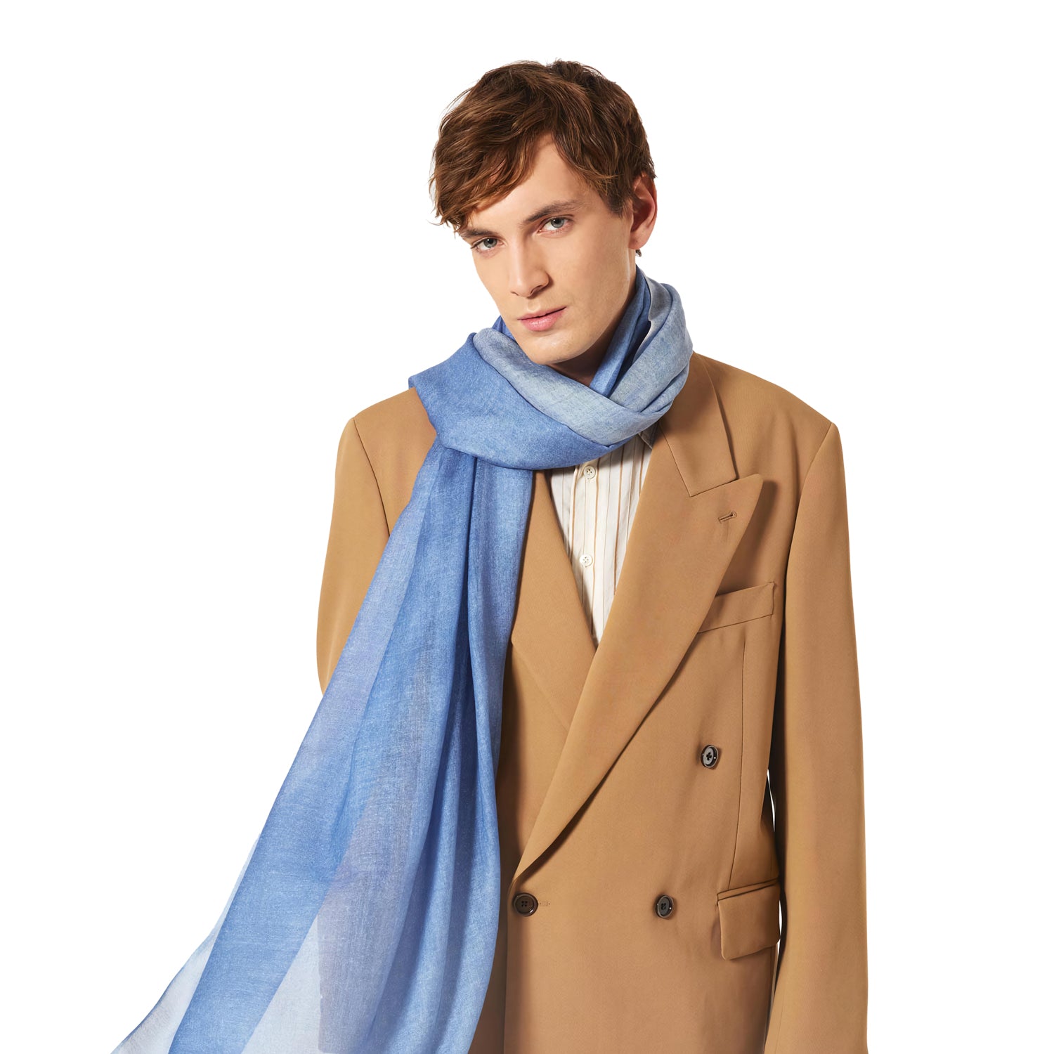 BUFANDA EN CASHMERE CON TINTA TAMPONADA A MANO EN COLOR GRIS