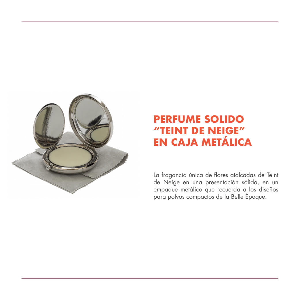PERFUME SOLIDO "TEINT DE NEIGE" EN CAJA METÁLICA