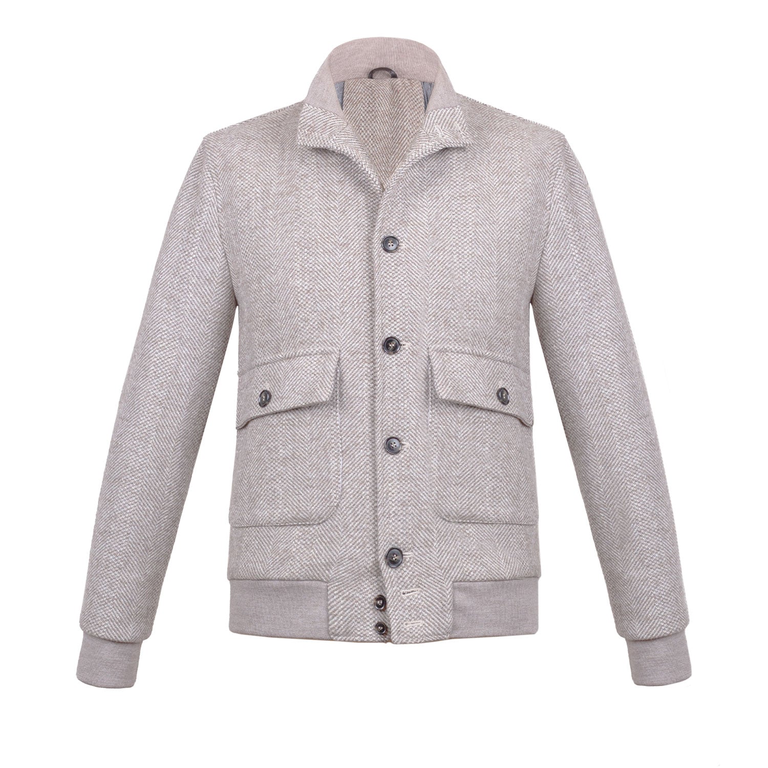 CHAMARRA CORTA DE CUELLO ALTO COLOR PAJA