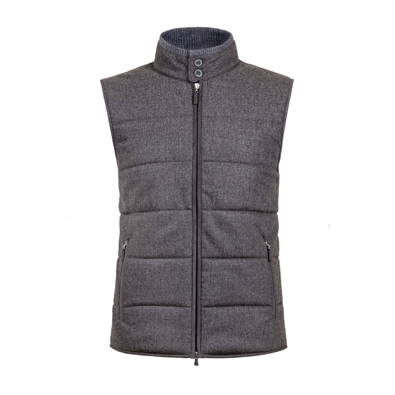 CHALECO GRIS CON DETALLES EN ALCANTARA