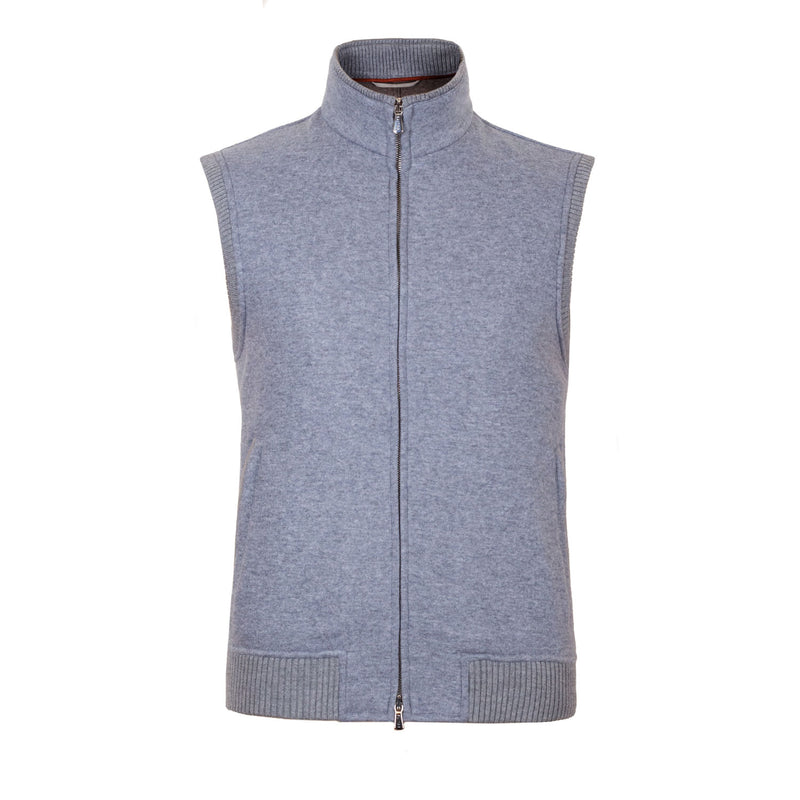 CHALECO SOLITO EN CASHMERE JERSEY GRIS CON INTERIOR BEIGE