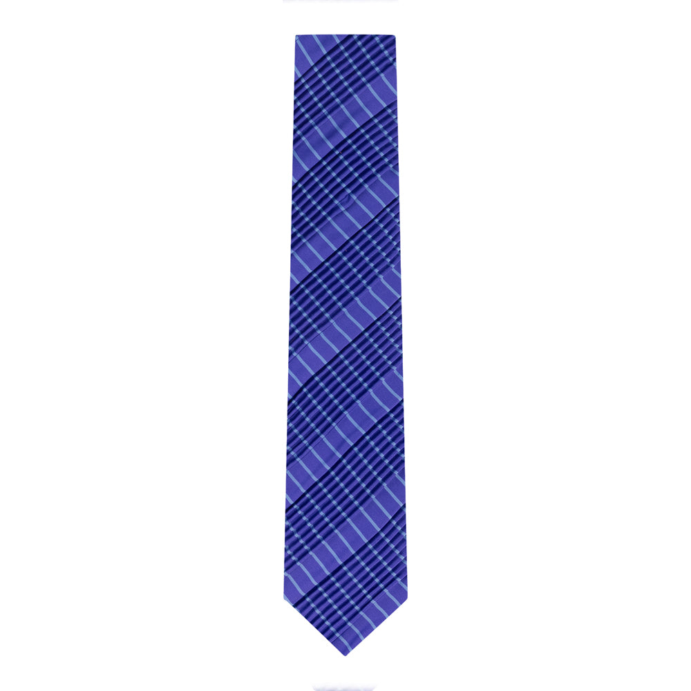 CORBATA PLISADA MORADO CON LÍNEA AZUL CLARO