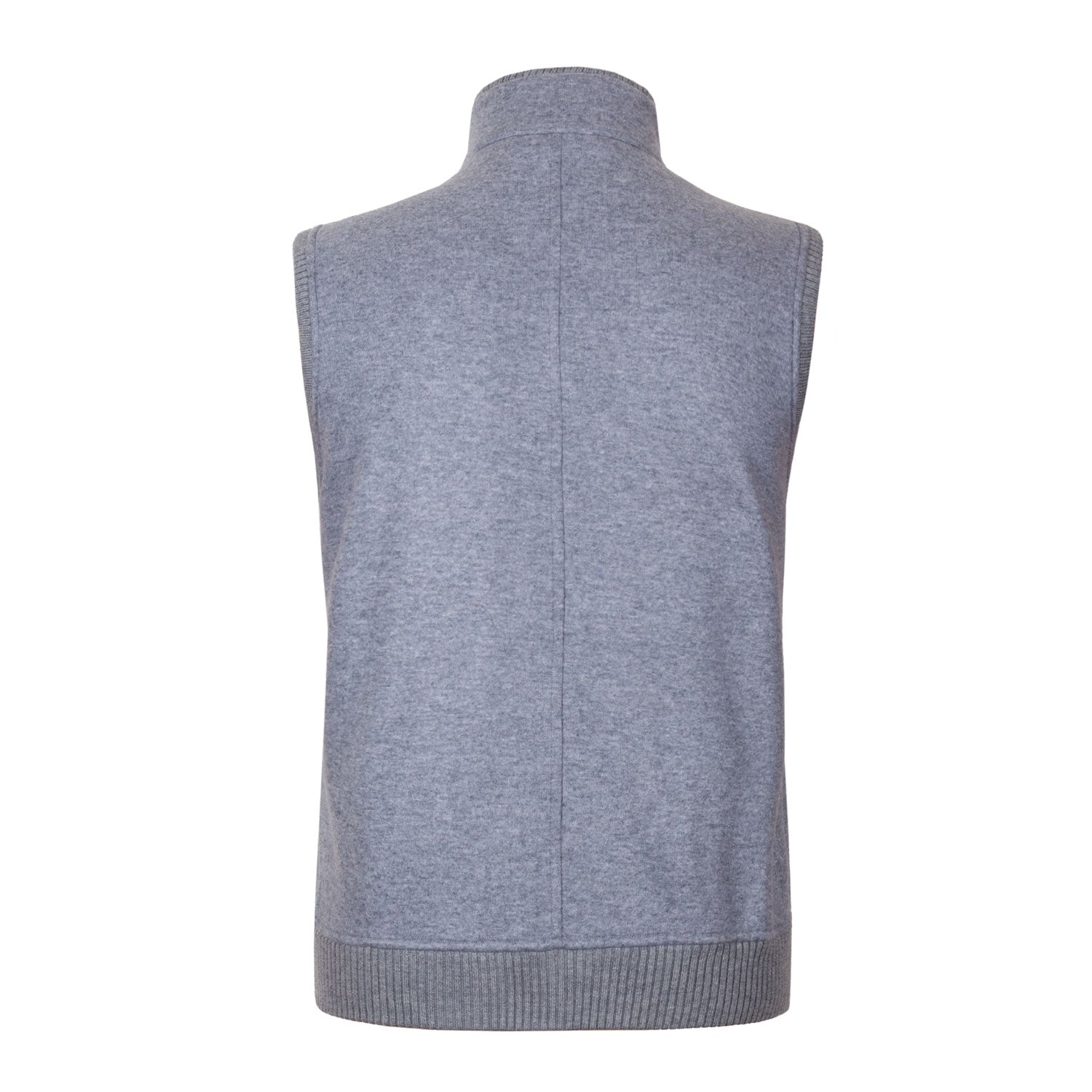 CHALECO SOLITO EN CASHMERE JERSEY GRIS CON INTERIOR BEIGE