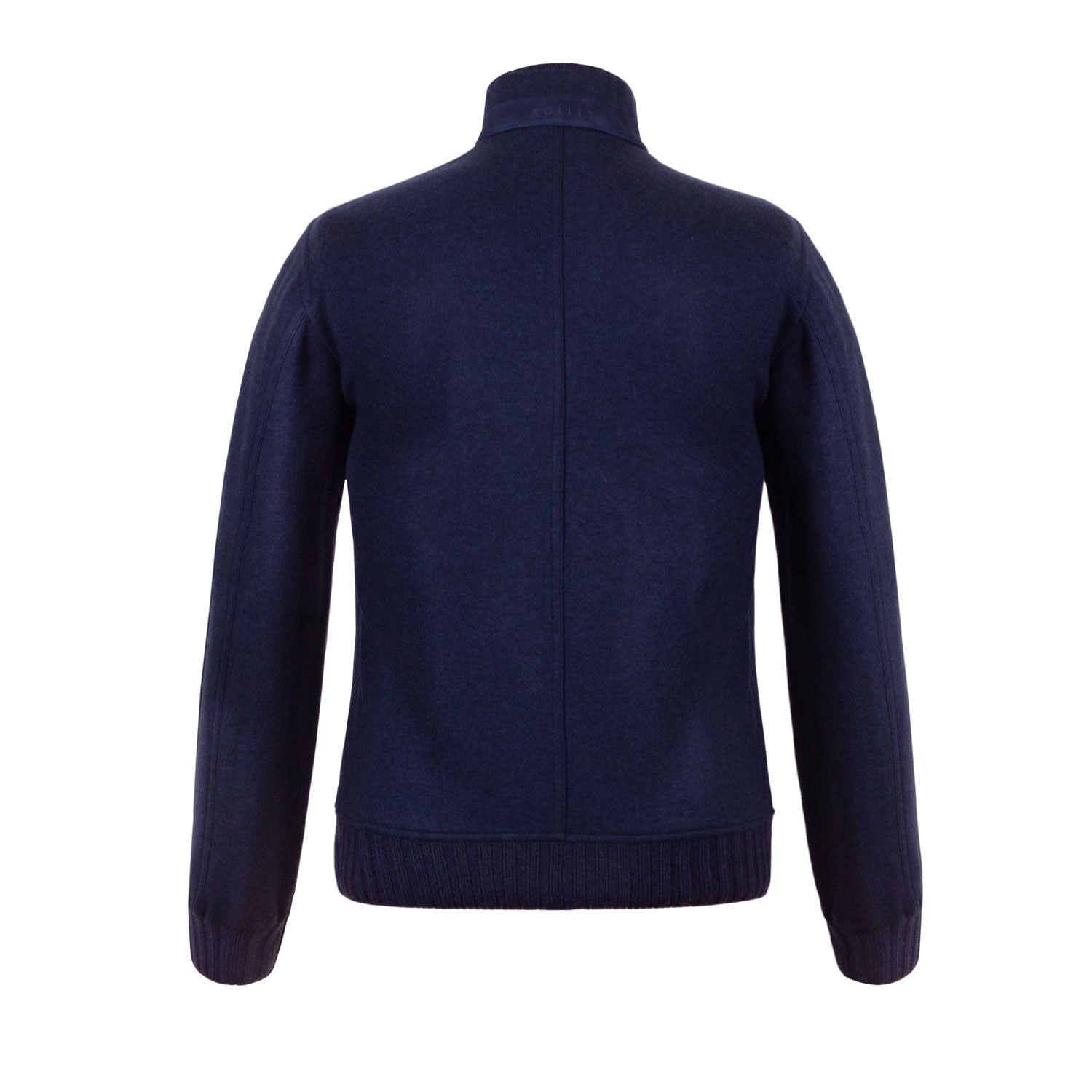 CHAMARRA CORTA DE CASHMERE JERSEY AZUL MEDIO CON INTERIOR AZUL EN CONTRASTE