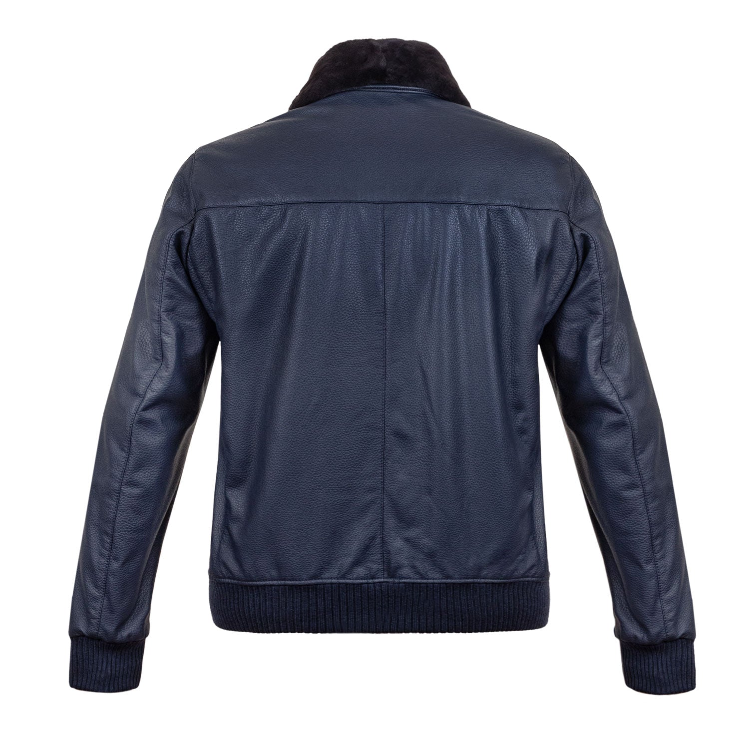 CHAMARRA CORTA DE VENADO CON CUELLO DESMONTABLE DE MINK INTERIOR DE CASHMERE COLOR AZUL MEDIA NOCHE