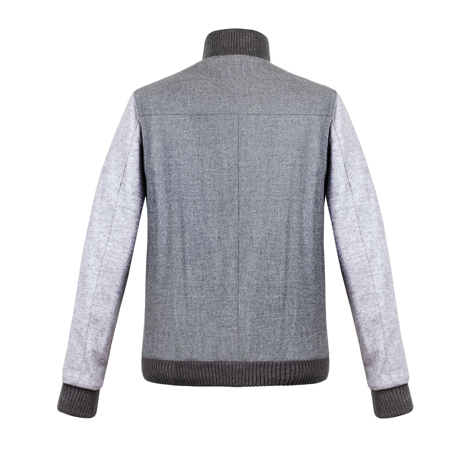 CHAMARRA CORTA COLOR GRIS EN FRANELA RAIN SYSTEM CON MANGAS EN CASHMERE JERSEY