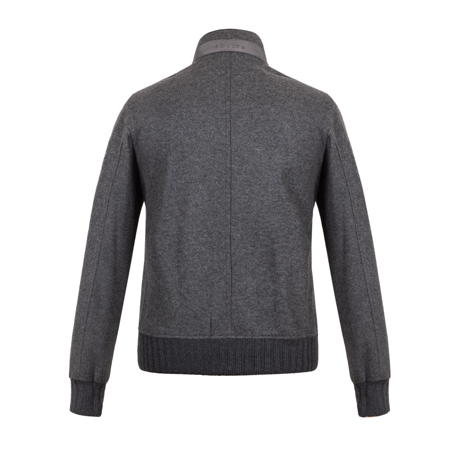 CHAMARRA CORTA DE CASHMERE JERSEY GRIS MEDIO CON INTERIOR GRIS OXFORD EN CONTRASTE