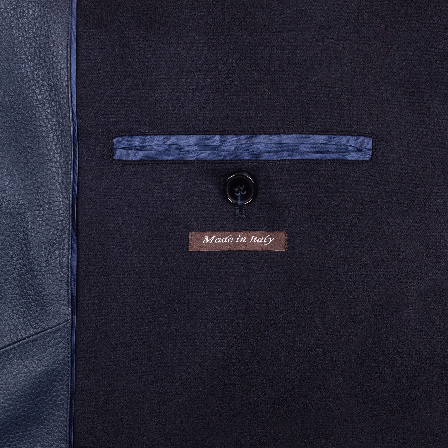 CHAMARRA CORTA DE VENADO CON CUELLO DESMONTABLE DE MINK INTERIOR DE CASHMERE COLOR AZUL MEDIA NOCHE