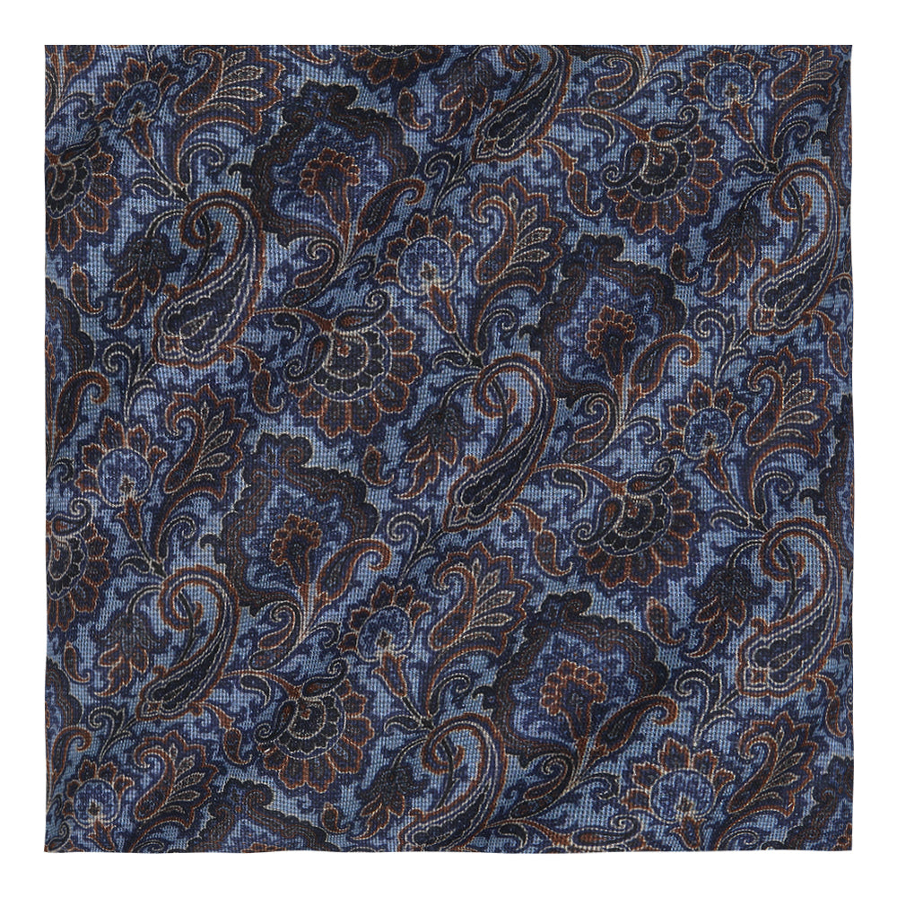 PAÑUELO FONDO AZUL CIELO CON MANDALAS EN GRIS DOBLE VISTA CON AMIBAS GRANDES 100 % ALGODÓN