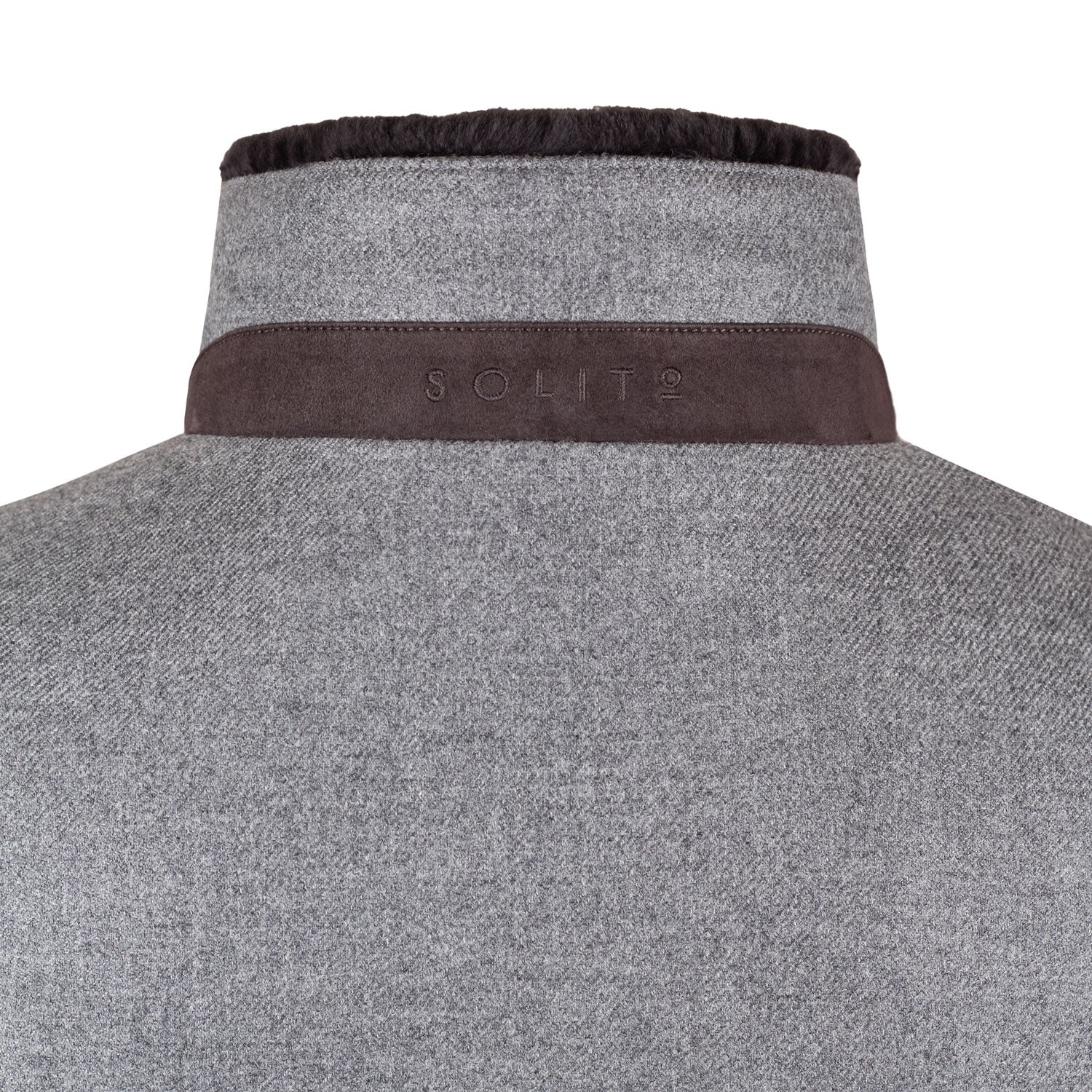 CAZADORA "VOYAGER" DE LANA Y CASHMERE COLOR GRIS OBSCURO CON CUELLO REMOVIBLE DE CASTOR