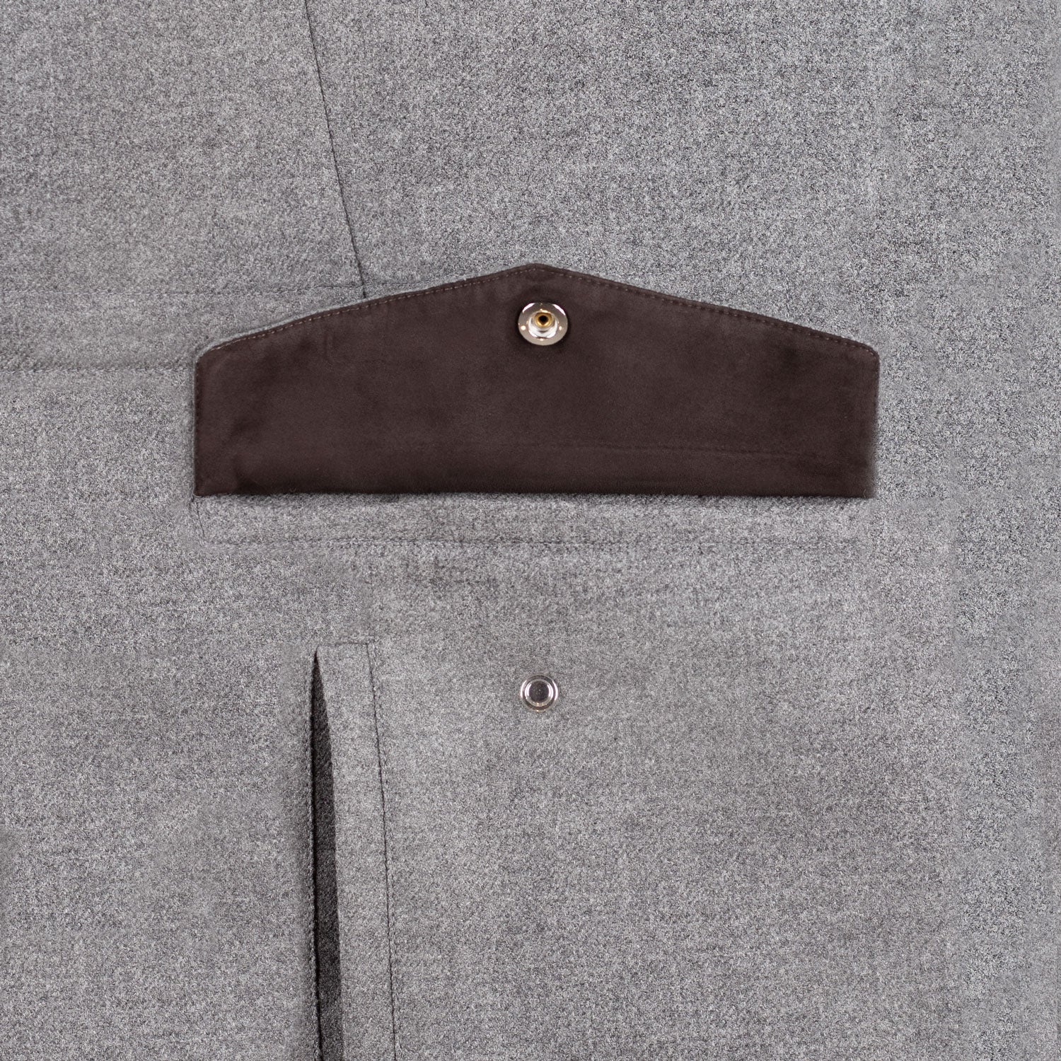 CAZADORA "VOYAGER" DE LANA Y CASHMERE COLOR GRIS OBSCURO CON CUELLO REMOVIBLE DE CASTOR