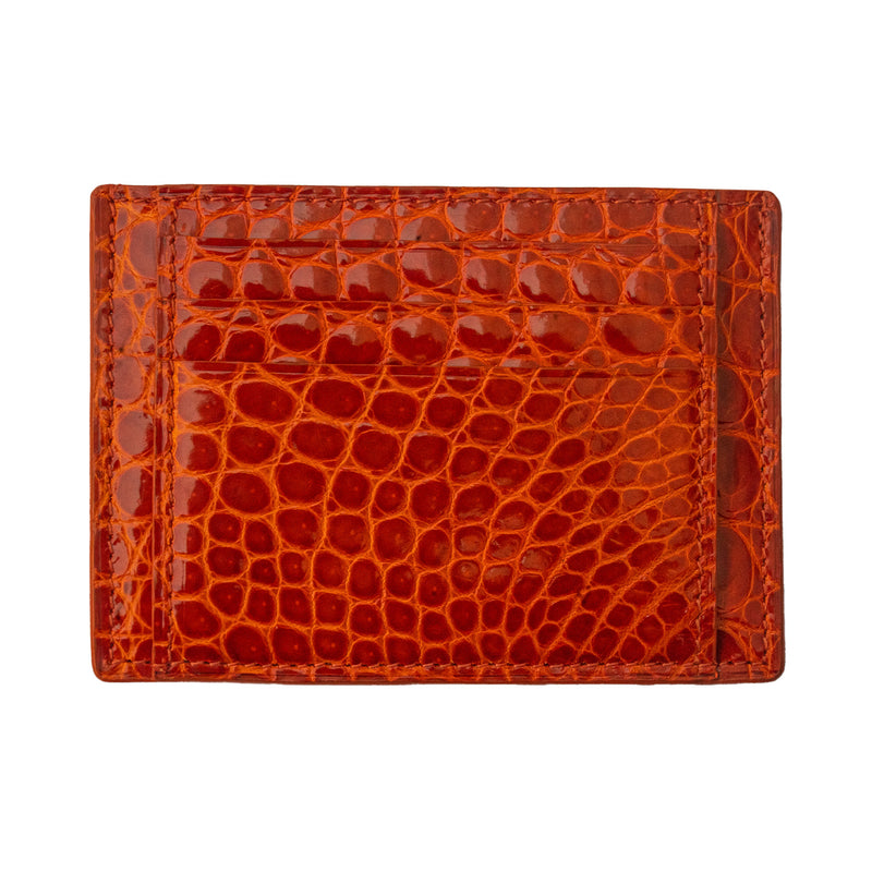 TARJETERO GRANDE DE 10 COMPARTIMIENTOS EN COCODRILO LUSTRADO NARANJA