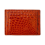 TARJETERO GRANDE DE 10 COMPARTIMIENTOS EN COCODRILO LUSTRADO NARANJA