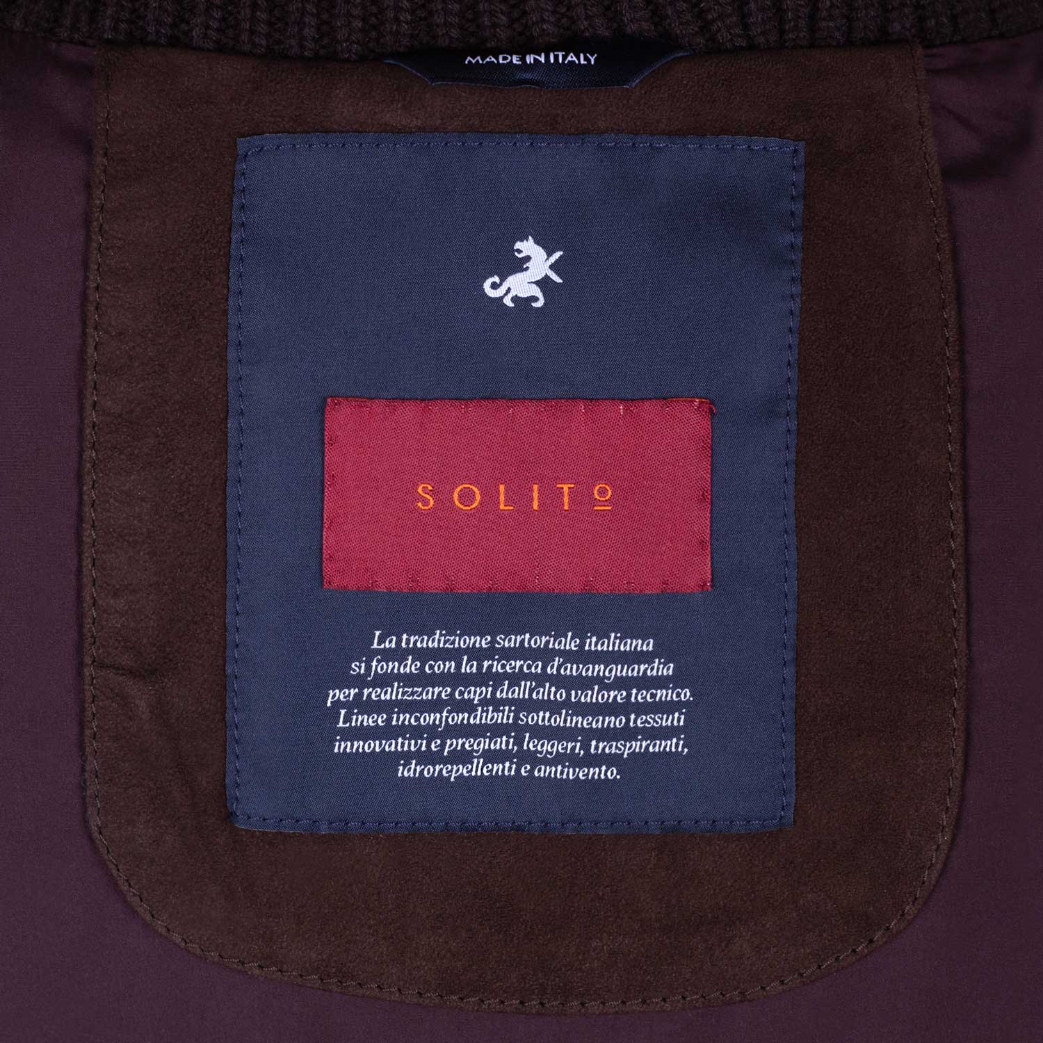 CHAMARRA CORTA DE CUELLO ALTO DE GAMUZA "NUBUCK" Y LANA TEJIDA COLOR CHOCOLATE