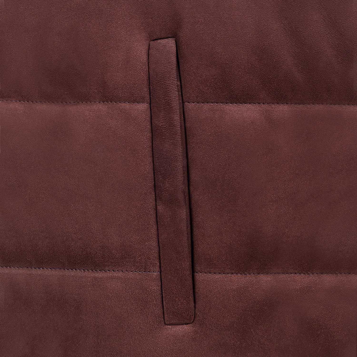 CHAMARRA CORTA DE CUELLO ALTO DE GAMUZA "NUBUCK" Y LANA TEJIDA COLOR CHOCOLATE